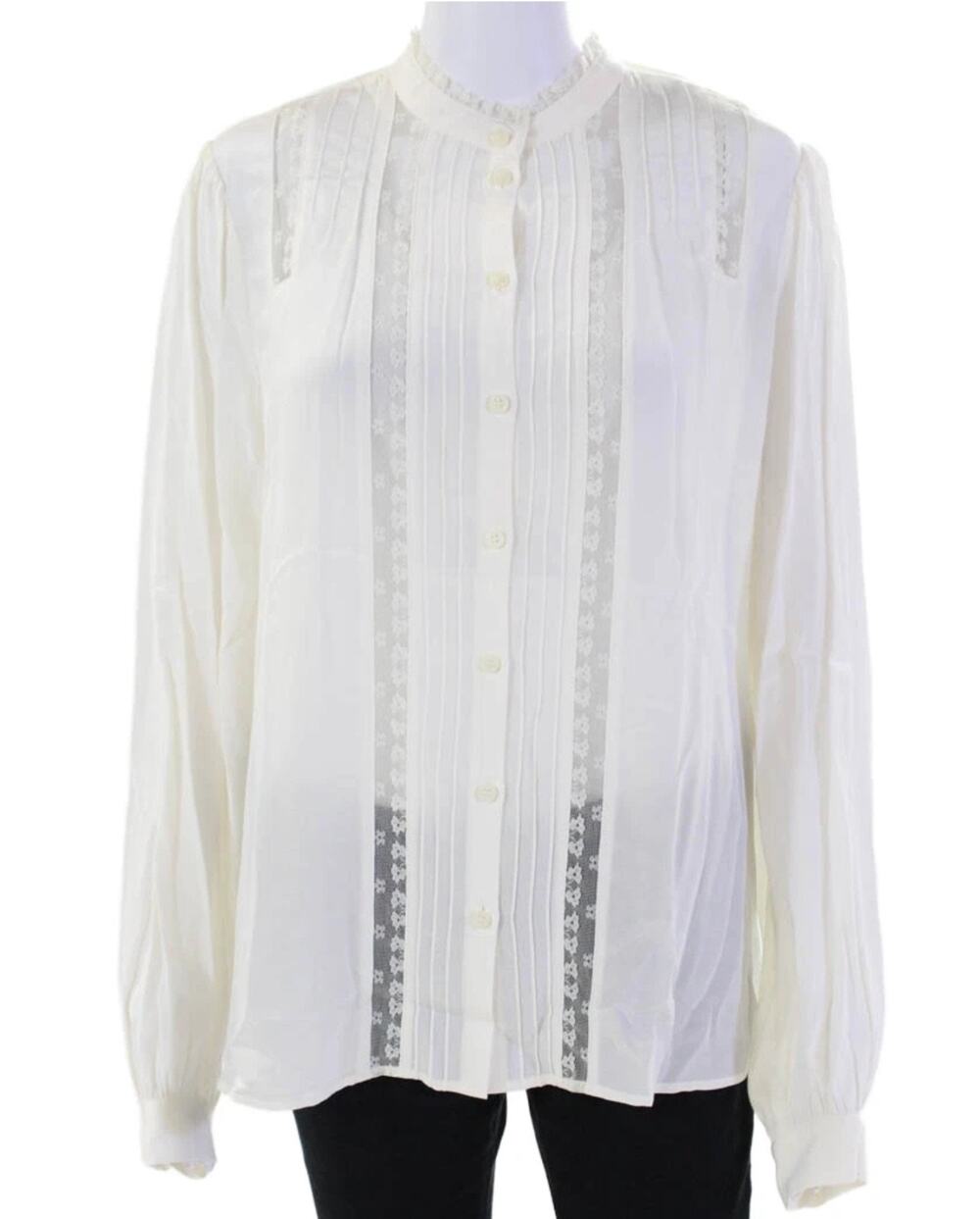 & Other Stories Paris Atelier Blouse US 10 Ivory Lace Pintuck Victorian